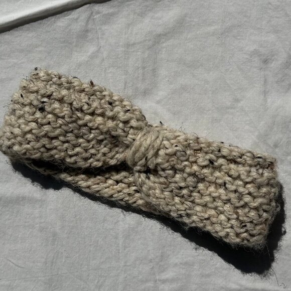 Hand Knit Wool Headband Earwarmer Oatmeal - Picture 7 of 7